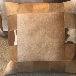 100% Leather/Fur Pillows W/ Down Feathers